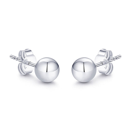 White Gold Ball Stud Earrings | Custom Earrings| Modern Gem Jewelry