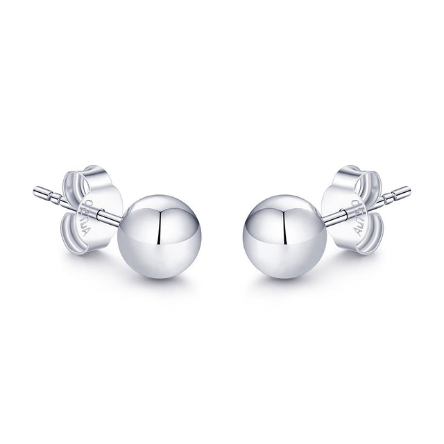 White Gold Ball Stud Earrings | Custom Earrings| Modern Gem Jewelry
