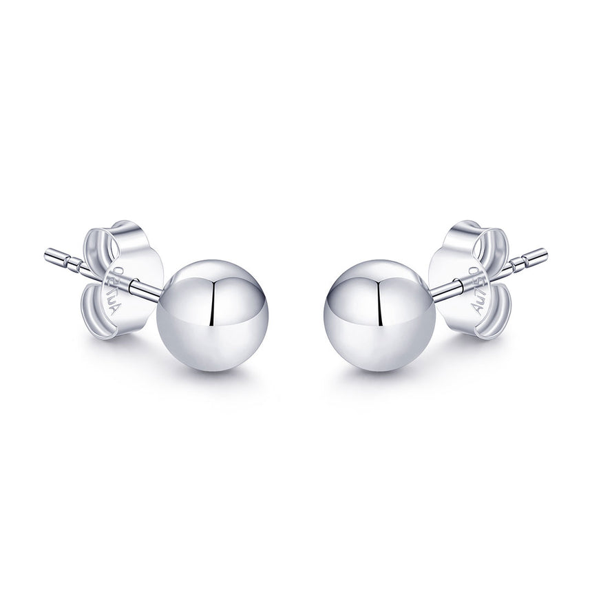 White Gold Ball Stud Earrings | Custom Earrings| Modern Gem Jewelry