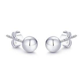 White Gold Ball Stud Earrings | Custom Earrings| Modern Gem Jewelry