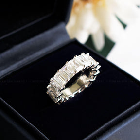 Emerald Cut Eternity Band in White Gold | Modern Gem Jewelry | Saratti 
