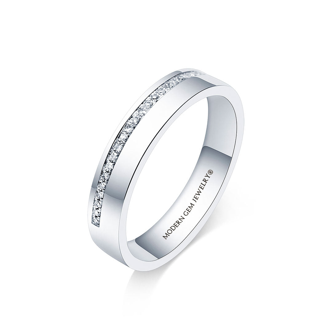 Thin Mens Wedding Band In White Gold Modern Gem Jewelry