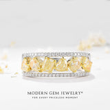 Yellow Diamond Eternity Ring in Two Tone | Modern Gem Jewelry