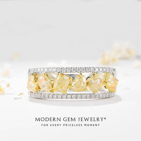 Yellow Diamond Eternity Ring in Two Tone | Modern Gem Jewelry