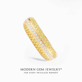 Art Deco Wedding Band with Yellow Diamonds in 18K Yellow Gold | Modern Gem Jewelry 