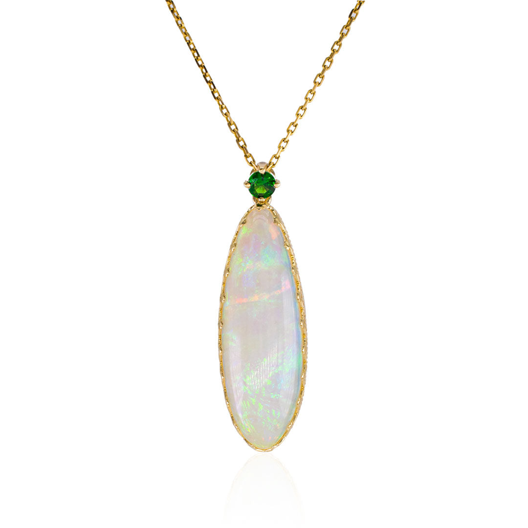 Opal Necklace Gold & Tsavorite Pendant | Saratti