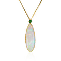 Opal Necklace Gold & Tsavorite Pendant