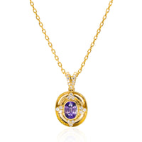 Gold Sapphire Necklace Bezel-Set & Diamonds