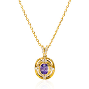 Gold and Sapphire Necklace Bezel-Set & Diamonds | Saratti