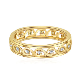 Art Deco Wedding Band with Diamonds in 18K Yellow Gold | Custom Made Wedding Band | Modern Gem Jewelry | Saratti 