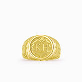 Mens Initial Ring in 18K Yellow Gold | Modern Gem Jewelry |  Saratti 
