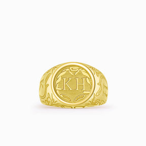 Mens Initial Ring in 18K Yellow Gold | Modern Gem Jewelry |  Saratti 