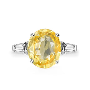 Yellow Sapphire Ring with Diamonds in 18K White Gold | Modern Gem Jewelry | Saratti