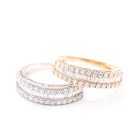 Rose Gold Eternity Band with Baguette and Round Diamonds