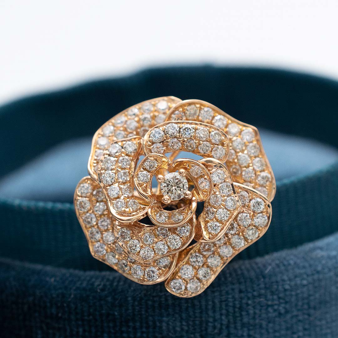 Art Deco Wedding Band & Natural Diamonds Cocktail Ring | Custom Rings| Modern Gem Jewelry