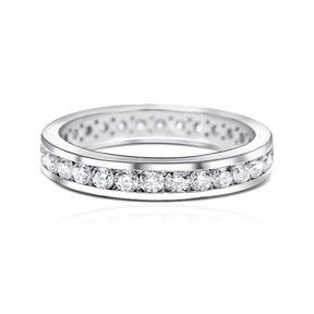 Channel Set Wedding Band in  White Gold | Custom Made Wedding Rings | Modern Gem Jewelry | Saratti 