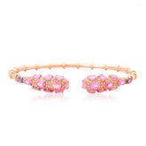 Pink Bracelet With Natural Sapphire & Natural Diamonds In Rose Gold | Custom Bracelets| Modern Gem Jewelry