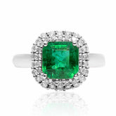 2 carat Emerald Ring with Diamonds in White Gold | Modern Gem Jewelry | Saratti 