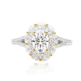 Oval Moissanite Engagement Rings in 18K White and Yellow Gold | Custom Handmade Rings | Modern Gem Jewelry