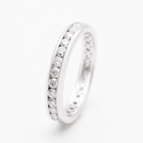 Upright Channel Set Wedding Band in  White Gold on White Background | Custom Made Wedding Rings | Modern Gem Jewelry  | Saratti