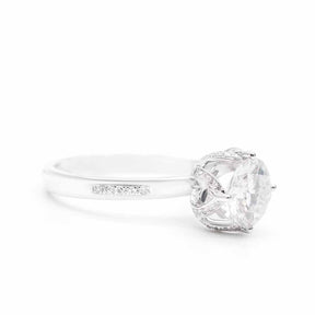 Elegant Elina Round Moissanite Engagement Ring in White Gold | Modern Gem Jewelry | Saratti