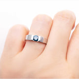 Blue Mens Wedding Band In White Gold| Custom Men Ring | Modern Gem Jewelry | Saratti 