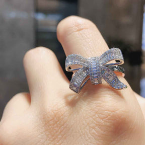 Baguette Diamond Engagement Ring Ribbon Design | Custom Rings| Modern Gem Jewelry