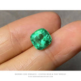 Emerald Gemstone | Cushion Cut Green Columbian | 2.25 Carats Heirloom Minor-Oil | Custom Jewelry | Modern Gem Jewelry