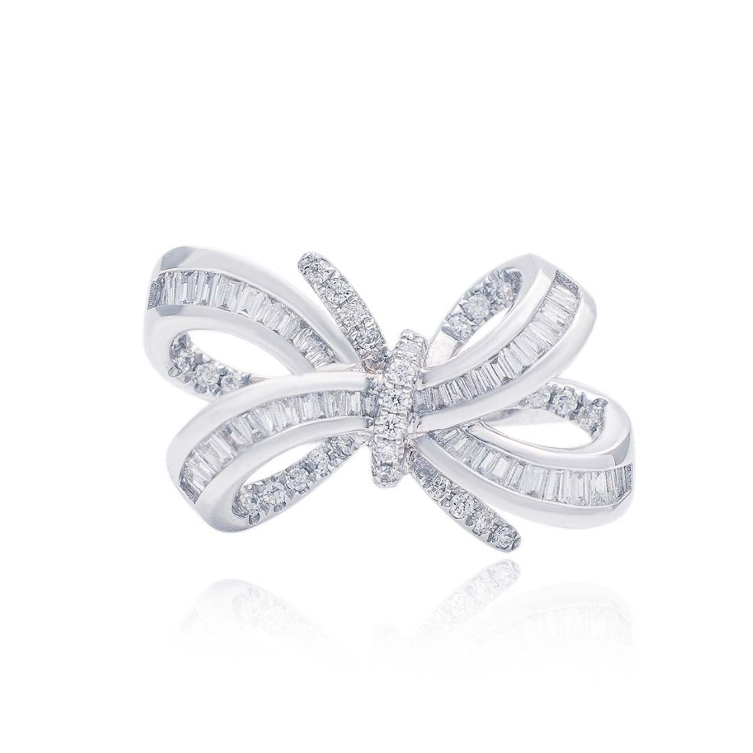 Baguette Diamond Engagement Ring Ribbon Design | Modern Gem Jewelry ...