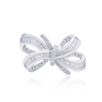 Baguette Diamond Engagement Ring Ribbon Design