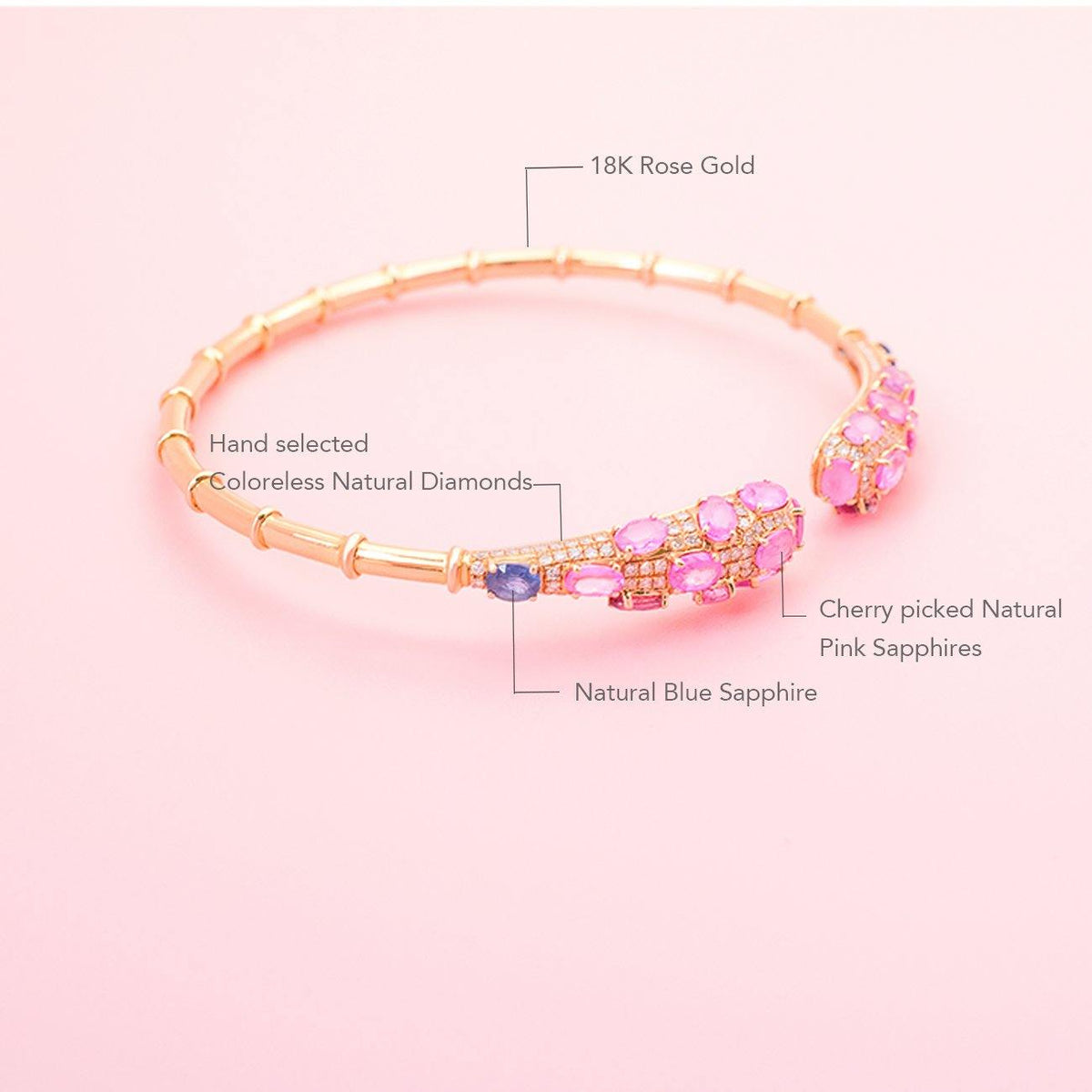 Pink Sapphire and Diamond Bracelet in Rose Gold | Saratti