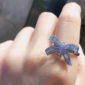 Baguette Diamond Engagement Ring Ribbon Design | Custom Rings| Modern Gem Jewelry