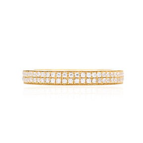 Diamond Eternity Band in Yellow Gold on White Background | Modern Gem Jewelry | Saratti