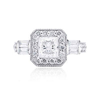 RICA • Princess Cut Moissanite Ring with Halo